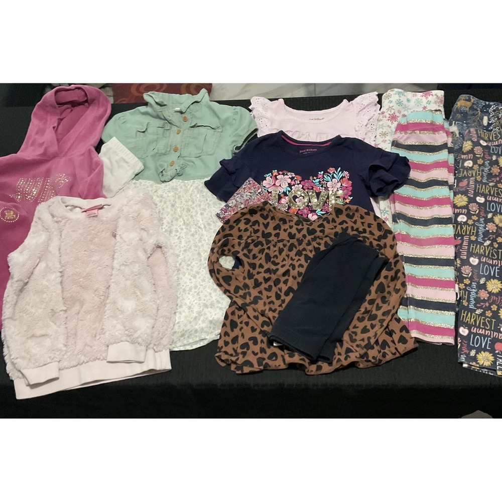 Mixed Brands Outfit Lot Girls 5/6-6X Hoodie Dress Leggings 14pc Juicy Cat & Jack